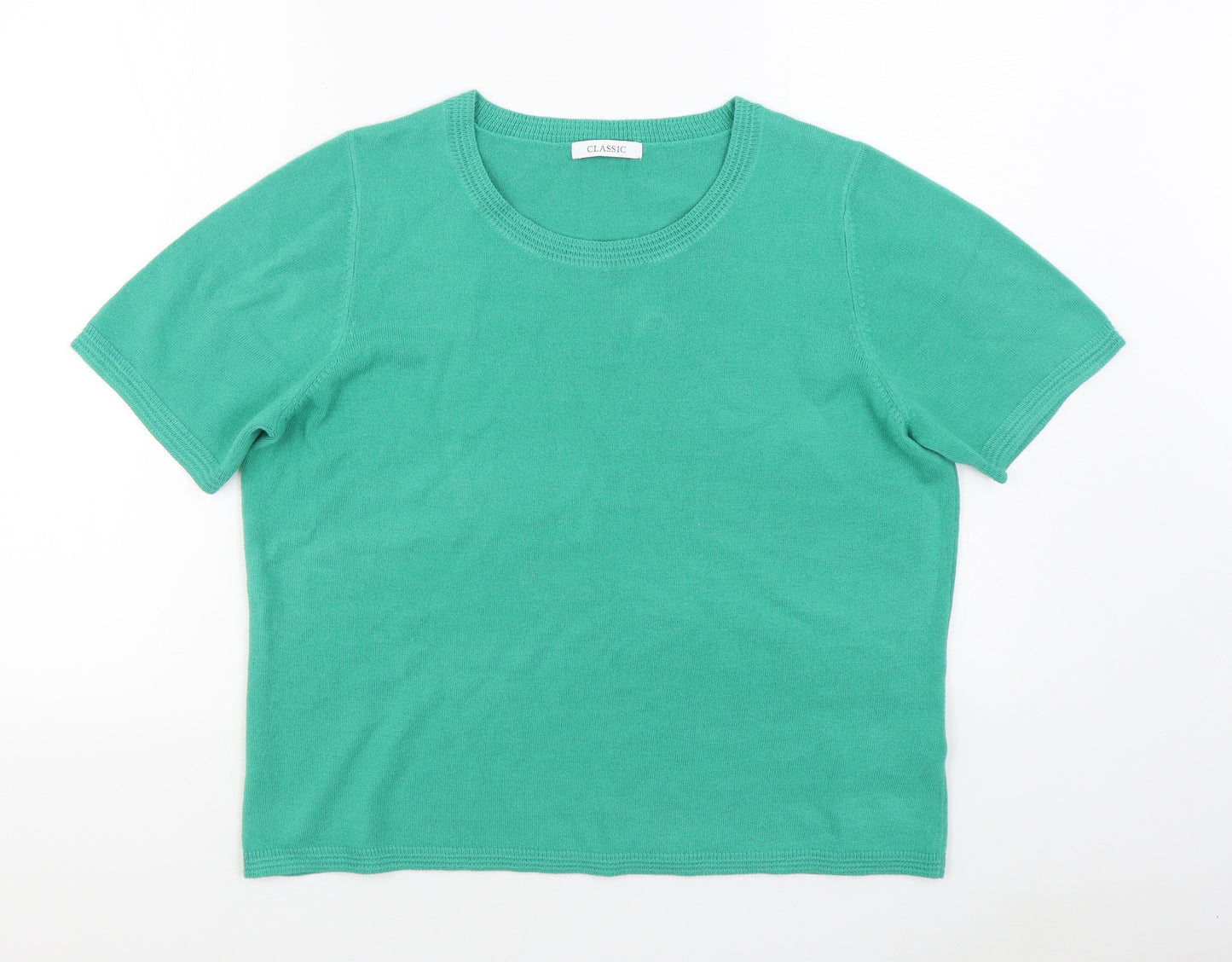 Marks and Spencer Womens Green Round Neck  Acrylic Pullover Jumper Size 16