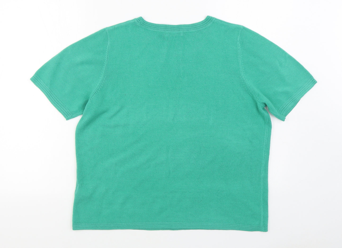 Marks and Spencer Womens Green Round Neck  Acrylic Pullover Jumper Size 16