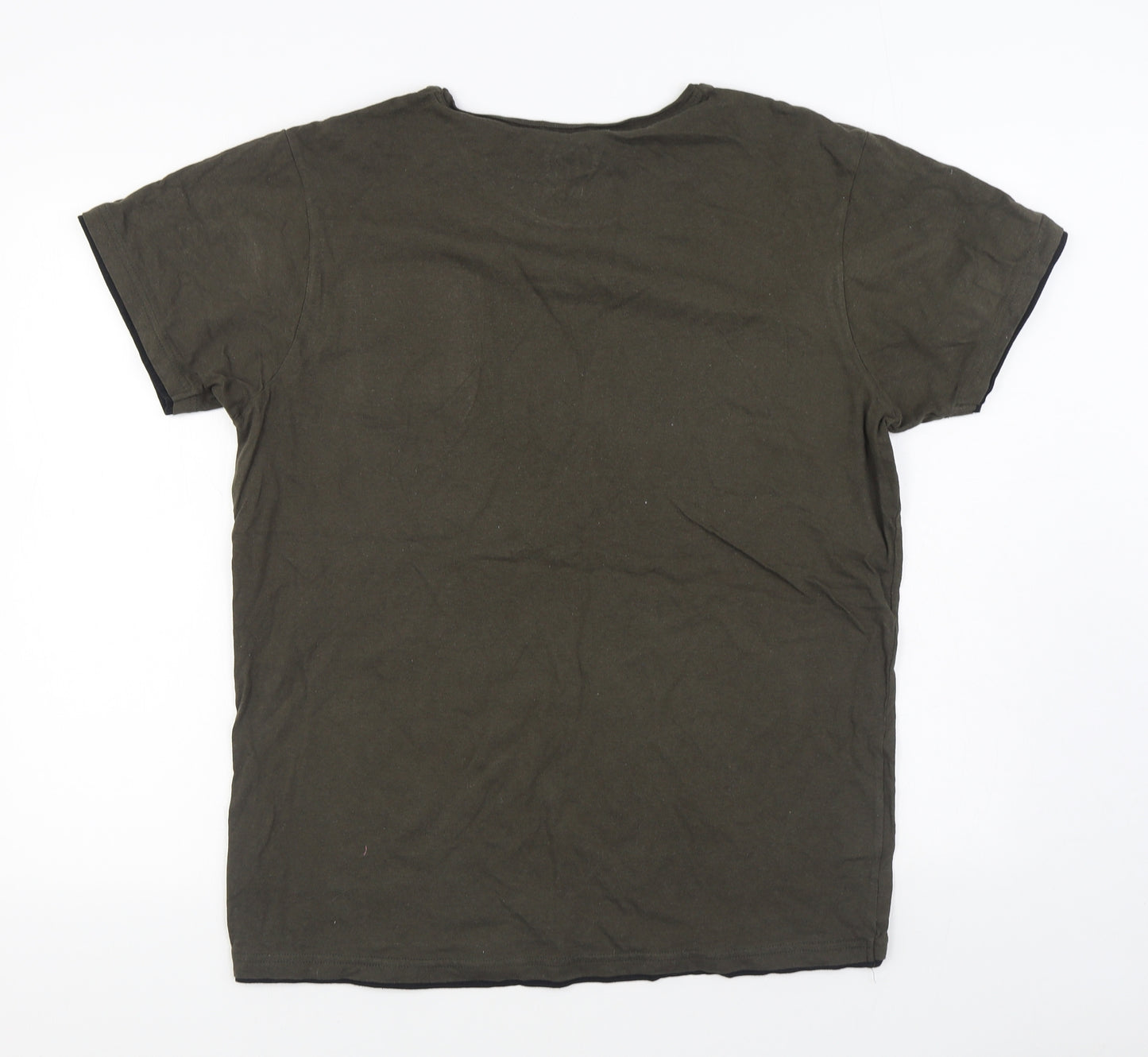 Twisted Soul Mens Green  Cotton  T-Shirt Size XL Round Neck