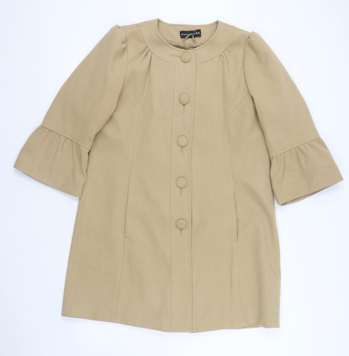 Wardrobe Womens Beige Overcoat Coat Size 14 Button