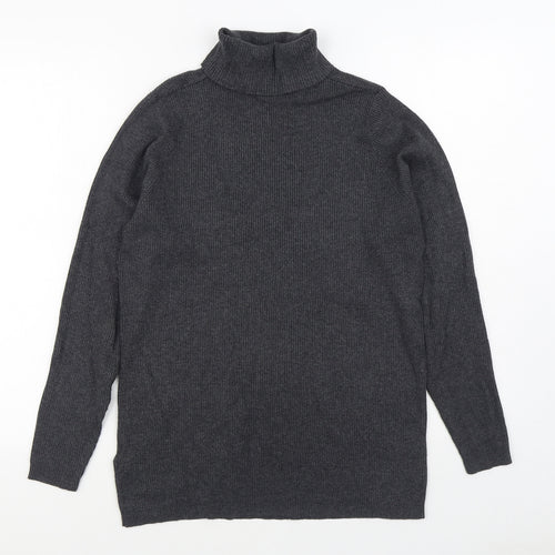 Marks and Spencer Womens Grey Roll Neck  Viscose Pullover Jumper Size M