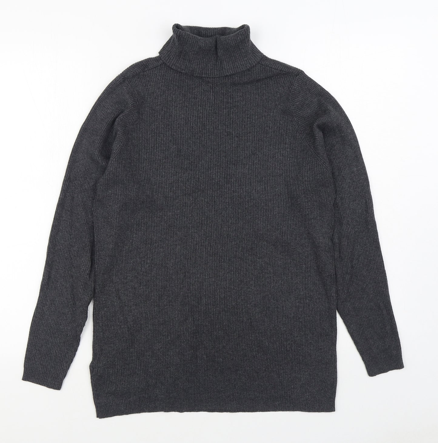Marks and Spencer Womens Grey Roll Neck  Viscose Pullover Jumper Size M