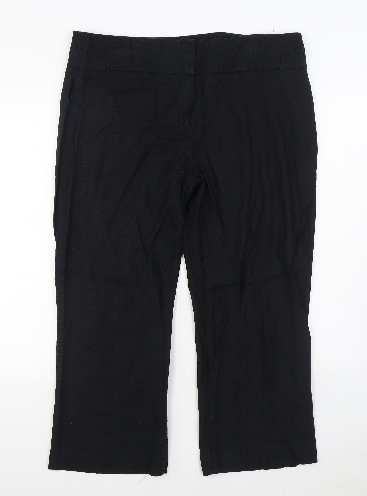 Marks and Spencer Womens Black  Linen Trousers  Size 18 L25 in Regular Zip