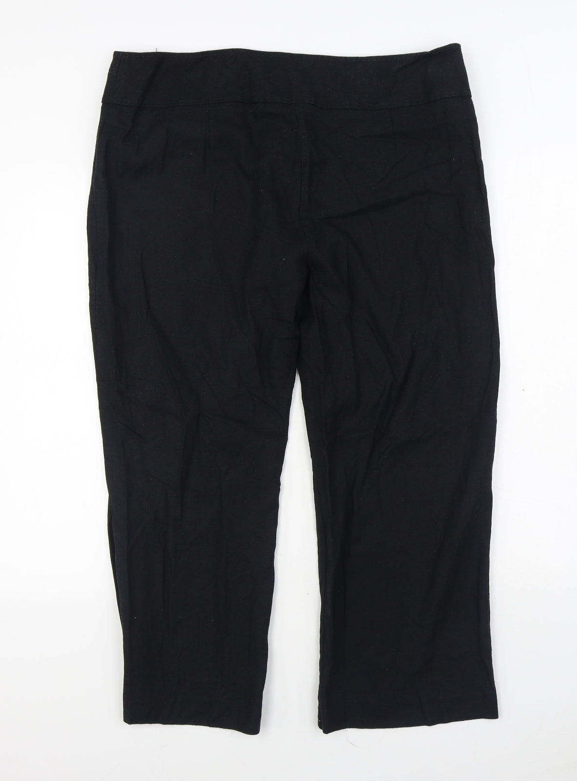 Marks and Spencer Womens Black  Linen Trousers  Size 18 L25 in Regular Zip
