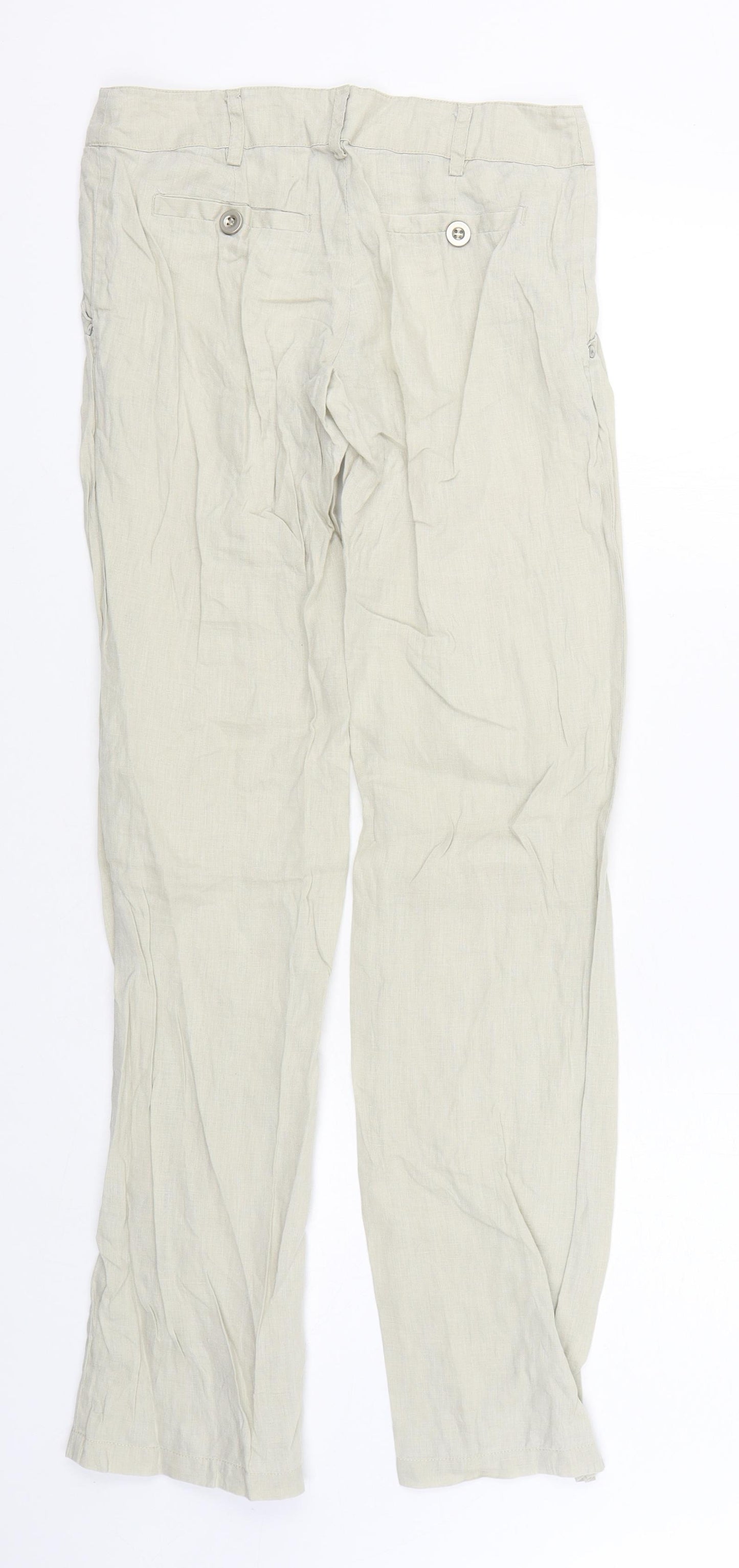 MOTIVI Womens Beige  Linen Trousers  Size 6 L33 in Regular Zip