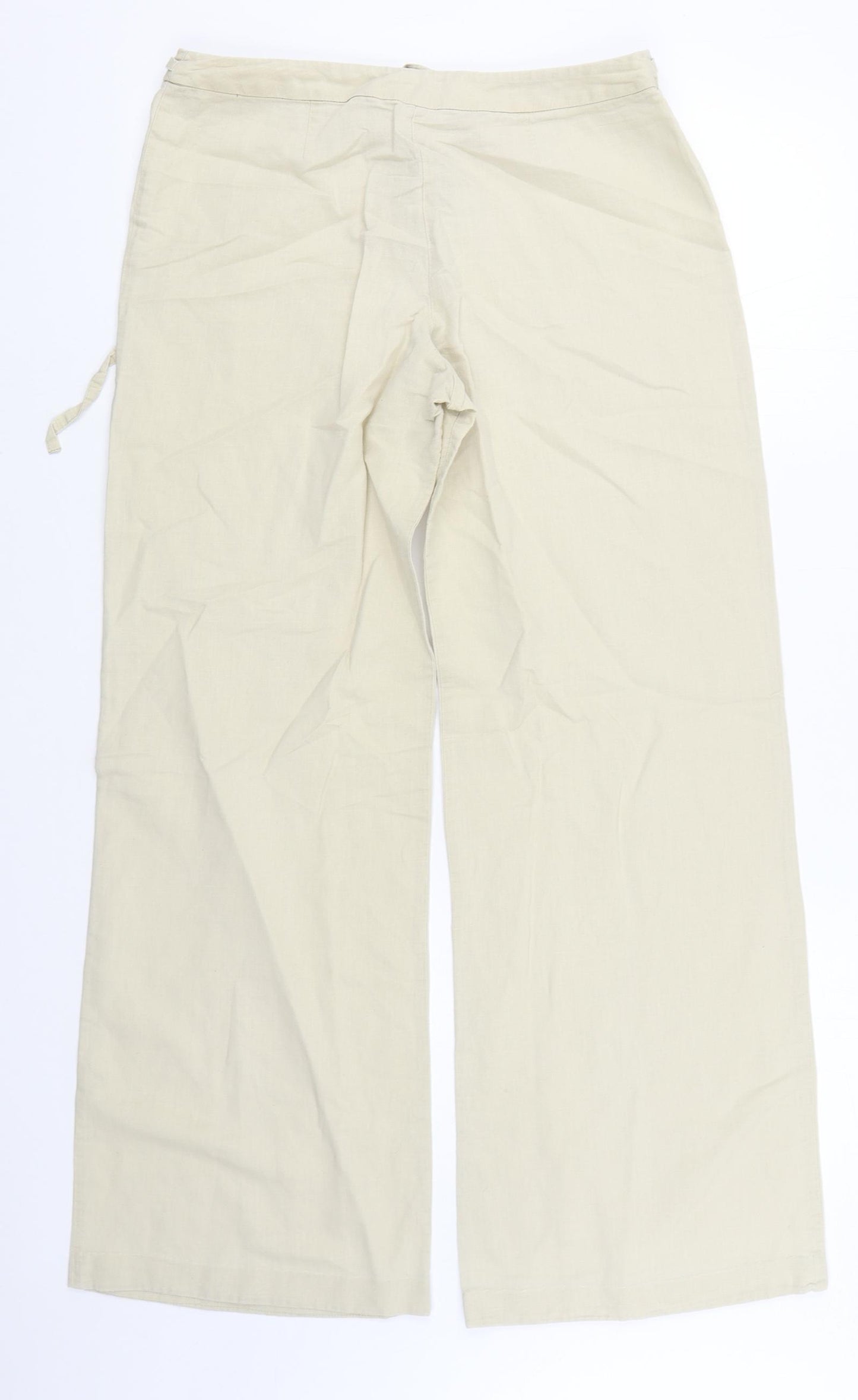 F&F Womens Beige  Linen Trousers  Size 10 L30 in Regular Zip