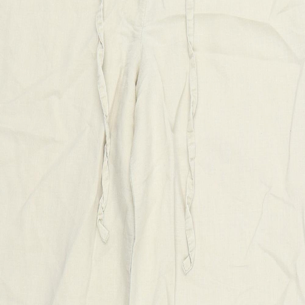 F&F Womens Beige  Linen Trousers  Size 10 L30 in Regular Zip