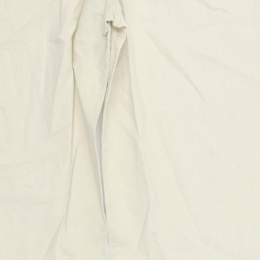 F&F Womens Beige  Linen Trousers  Size 10 L30 in Regular Zip