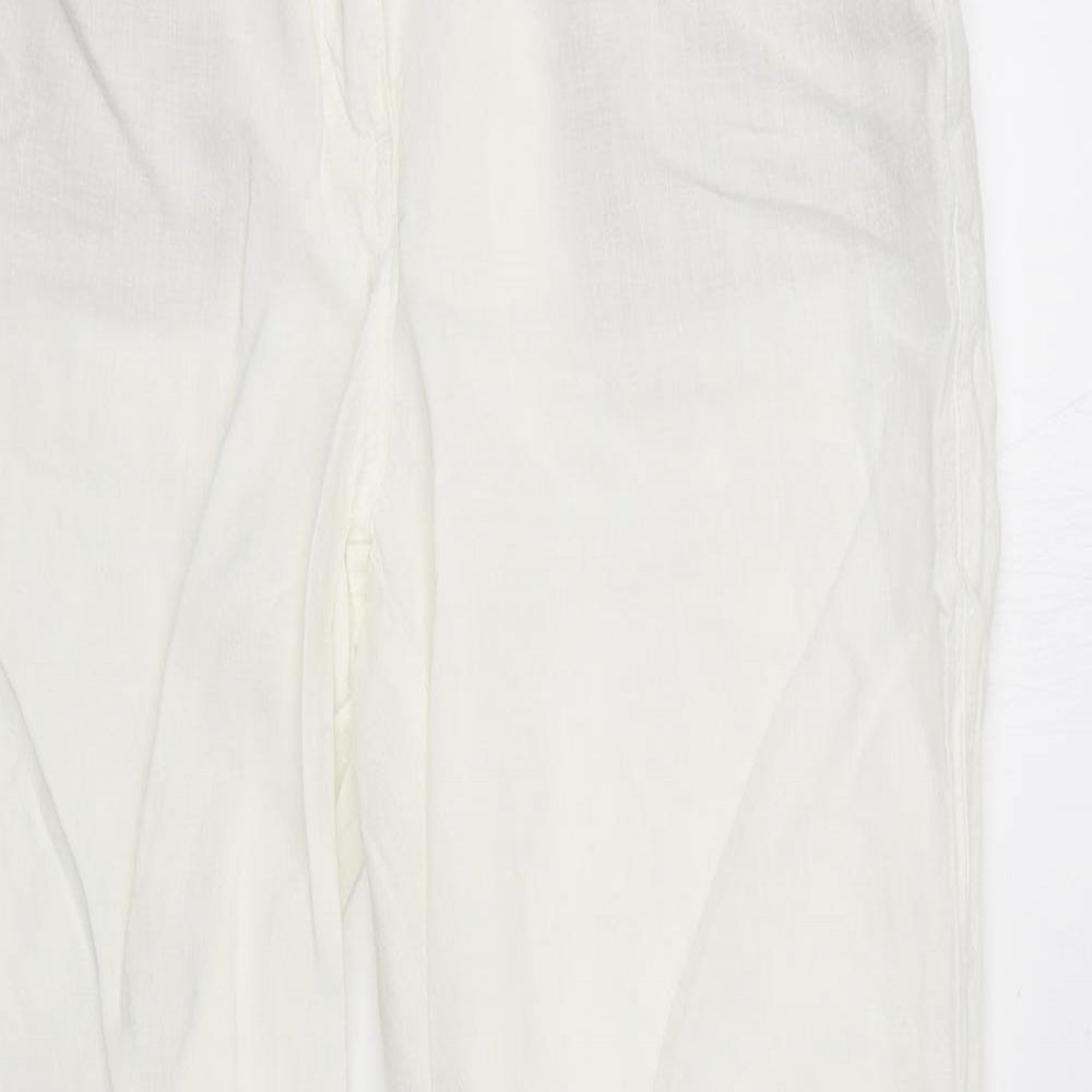 Principles Womens White  Linen Trousers  Size 10 L29 in Regular Zip