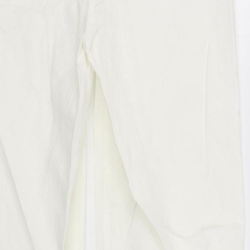 Principles Womens White  Linen Trousers  Size 10 L29 in Regular Zip