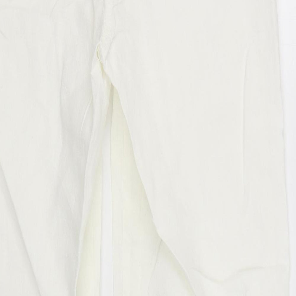 Principles Womens White  Linen Trousers  Size 10 L29 in Regular Zip