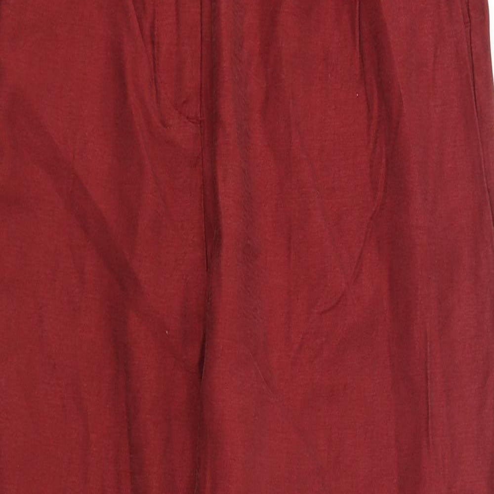 H&M Womens Red  Lyocell Trousers  Size 10 L25 in Regular Zip