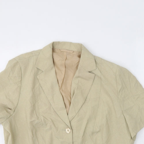 essence Womens Beige Collared  Polyester Cardigan Jumper Size 20