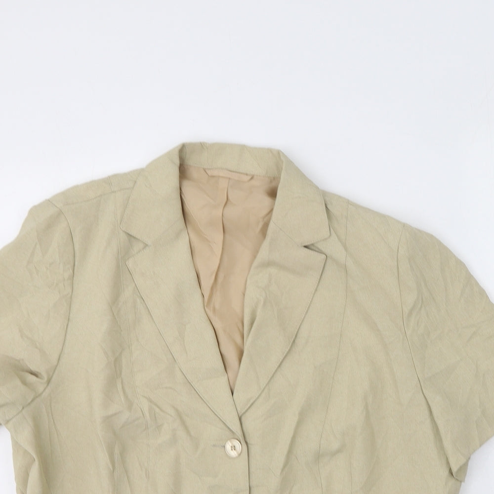 essence Womens Beige Collared  Polyester Cardigan Jumper Size 20