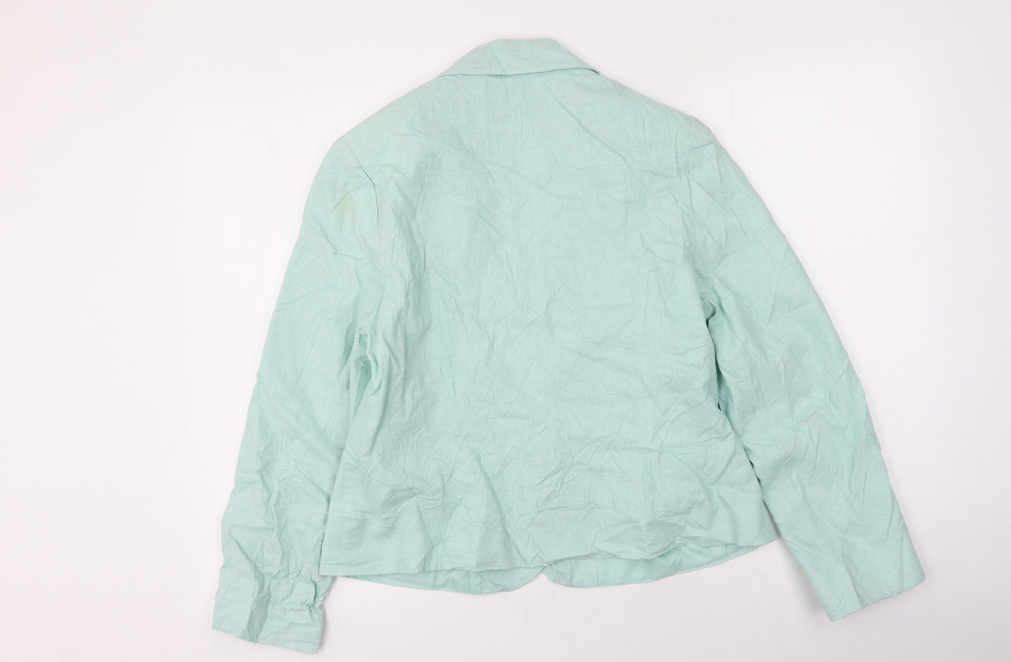 Preworn Womens Green Collared  Linen Cardigan Jumper Size 14