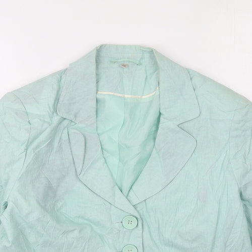 Preworn Womens Green Collared  Linen Cardigan Jumper Size 14