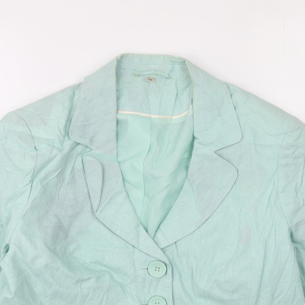 Preworn Womens Green Collared  Linen Cardigan Jumper Size 14