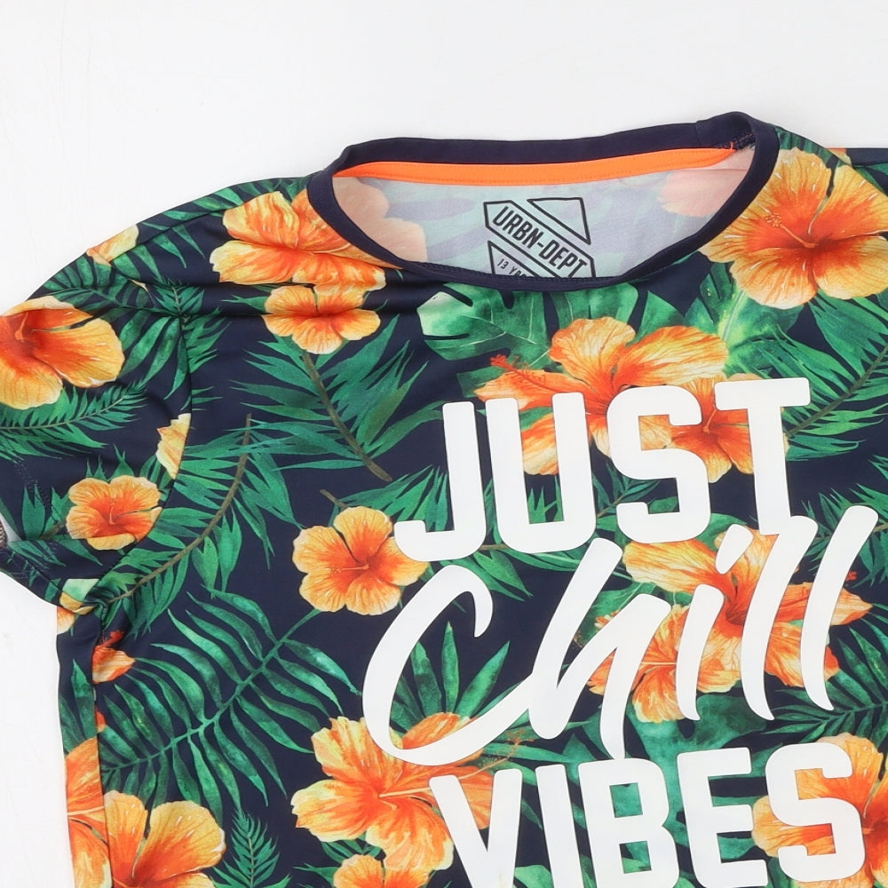 URBN DEPT Boys Multicoloured Floral Polyester Basic Casual Size 13 Years Round Neck