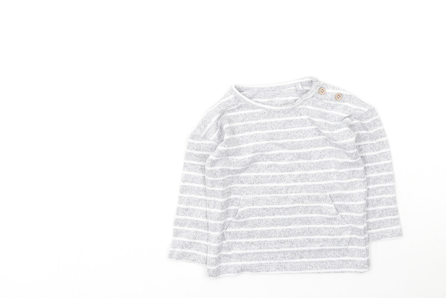 Fred & Flo Baby Multicoloured Striped Cotton Basic Casual Size 6-9 Months Round Neck