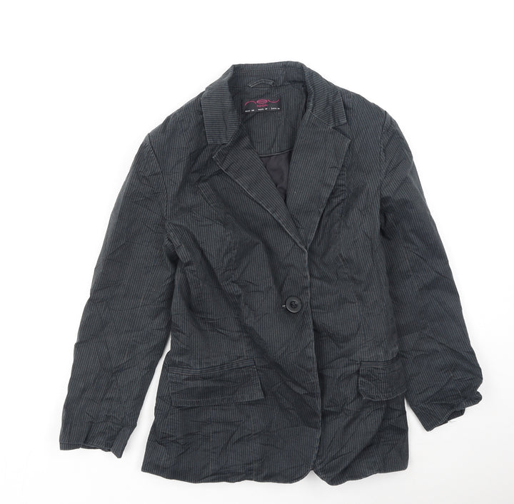 New Look Womens Grey Striped Jacket Size 10
