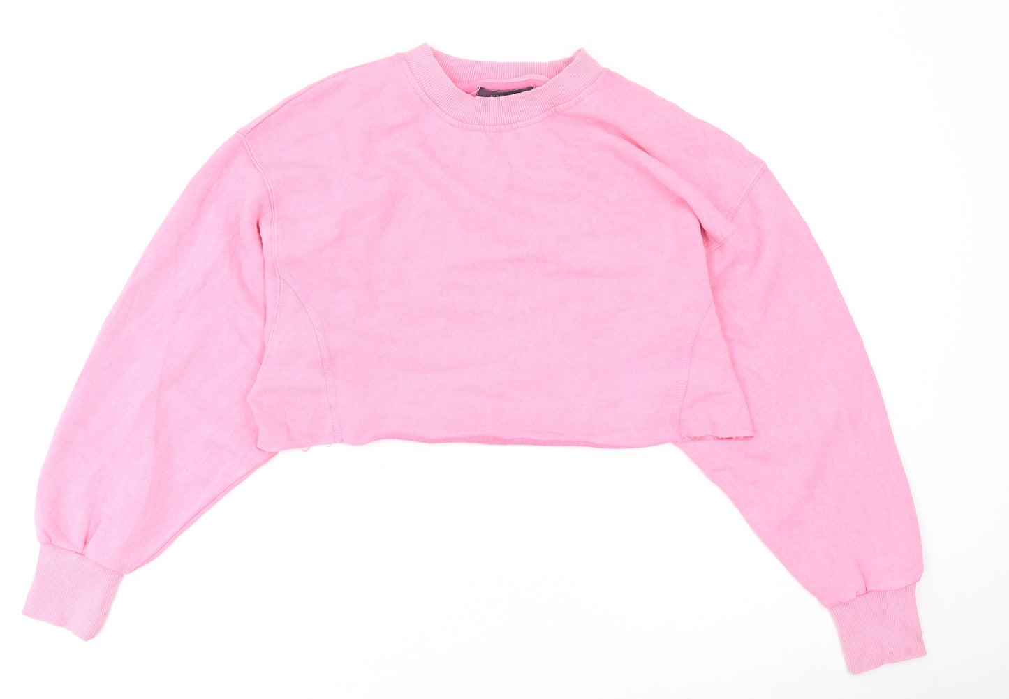 Bershka Womens Pink  Cotton Pullover Sweatshirt Size S