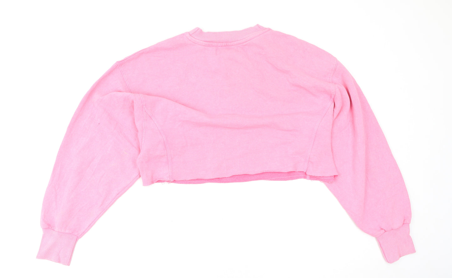 Bershka Womens Pink  Cotton Pullover Sweatshirt Size S