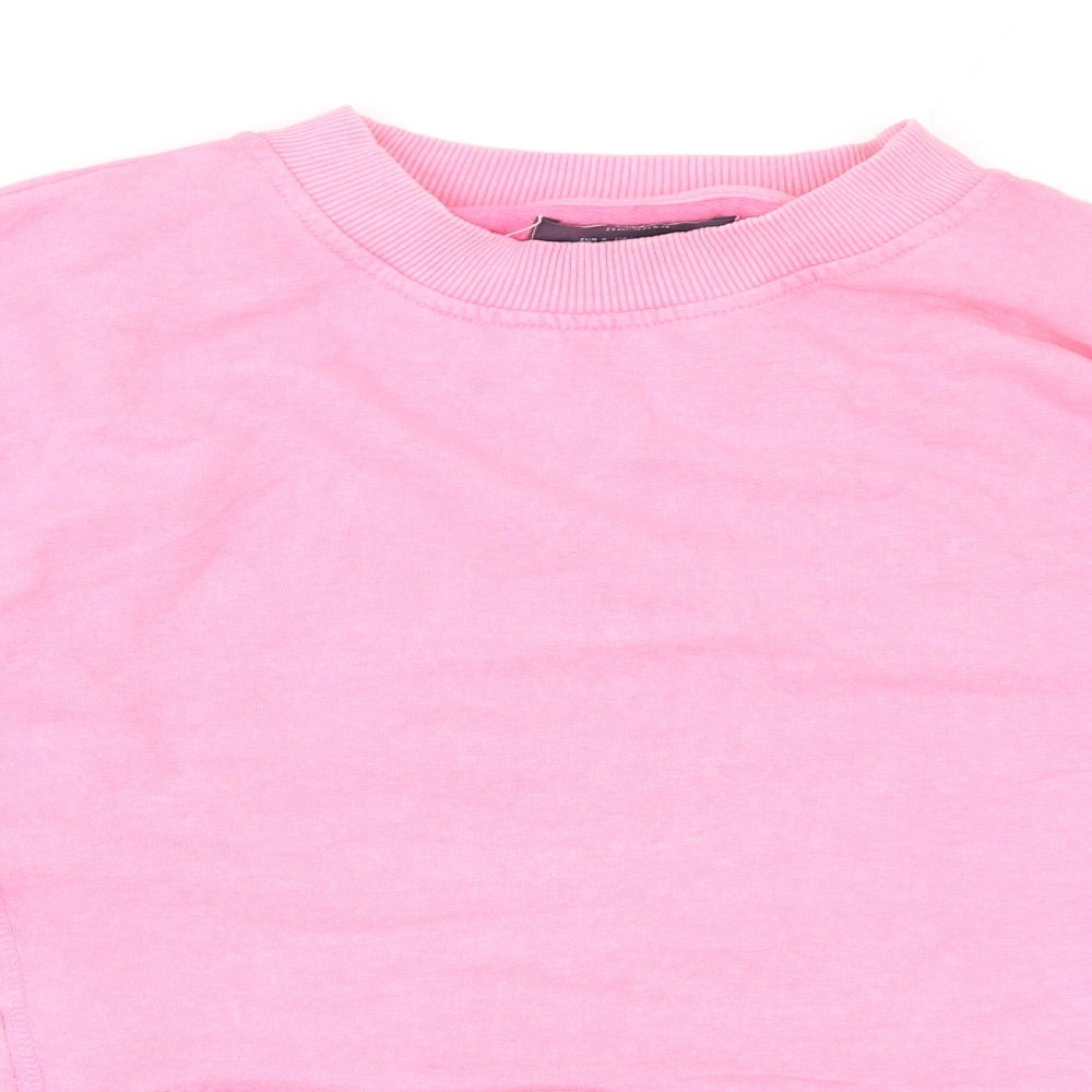 Bershka Womens Pink  Cotton Pullover Sweatshirt Size S