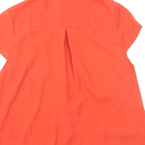 Cutie  Womens Orange  Polyester Basic Button-Up Size 10 Collared