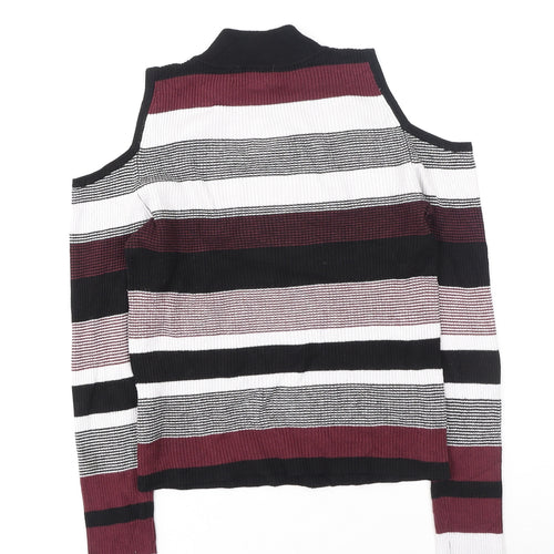 Primark Womens Multicoloured High Neck Striped Viscose Pullover Jumper Size 12