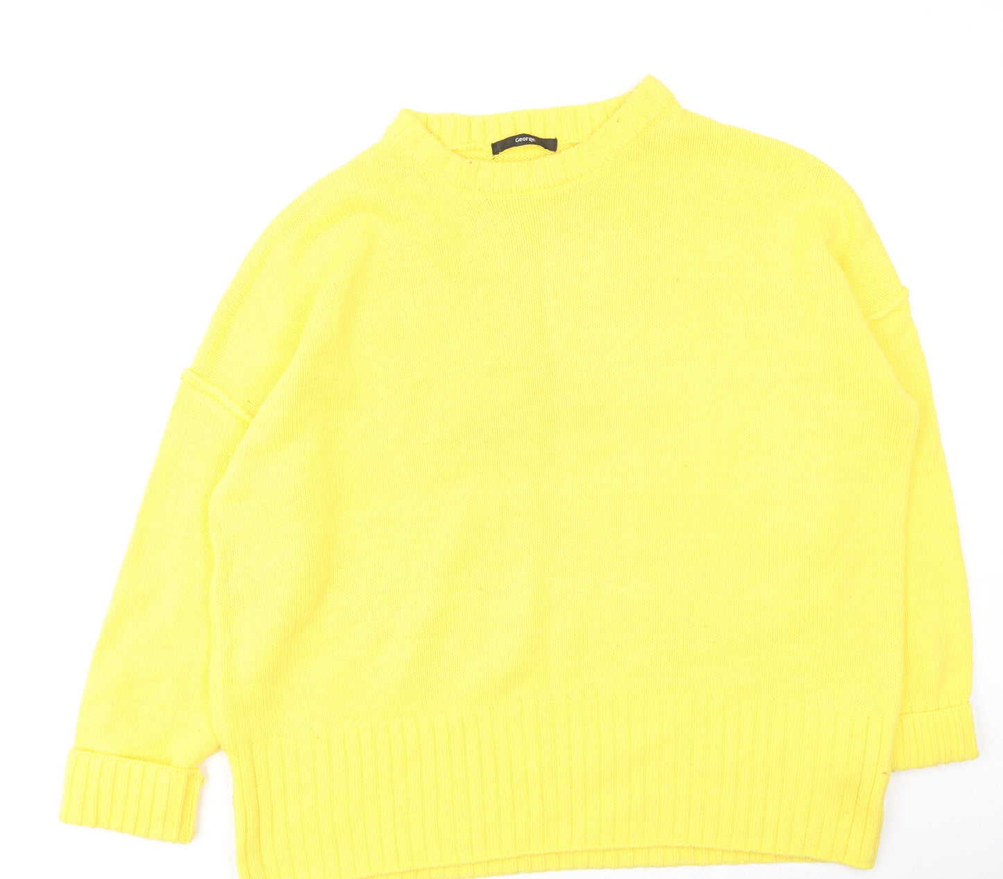 George  Womens Yellow Round Neck  Cotton Pullover Jumper Size 16