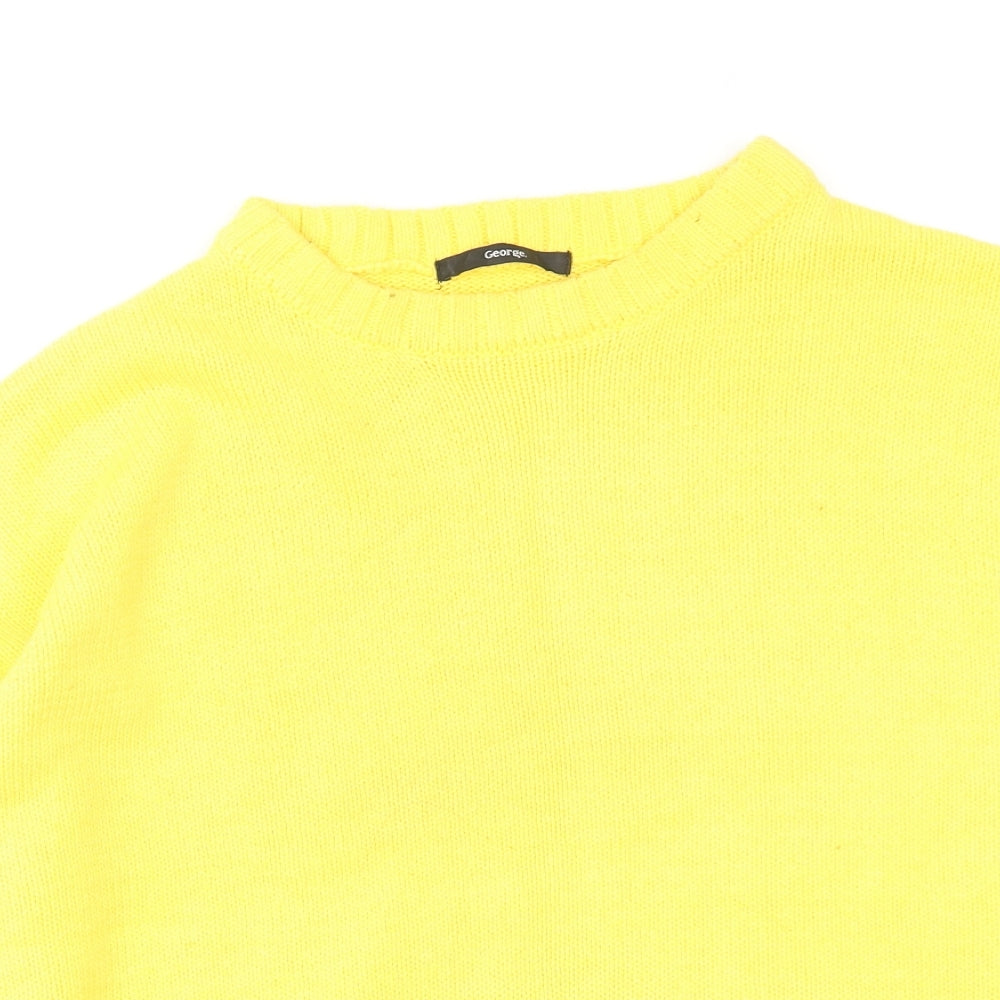 George  Womens Yellow Round Neck  Cotton Pullover Jumper Size 16