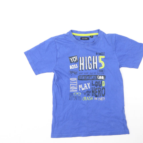 blue seven  Boys Blue  Cotton Basic Casual Size 7 Years Round Neck