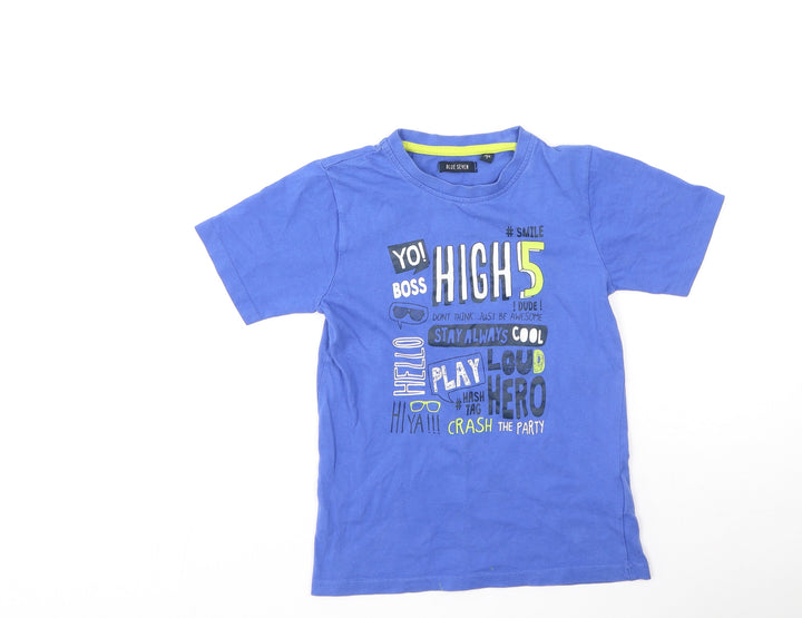 blue seven  Boys Blue  Cotton Basic Casual Size 7 Years Round Neck