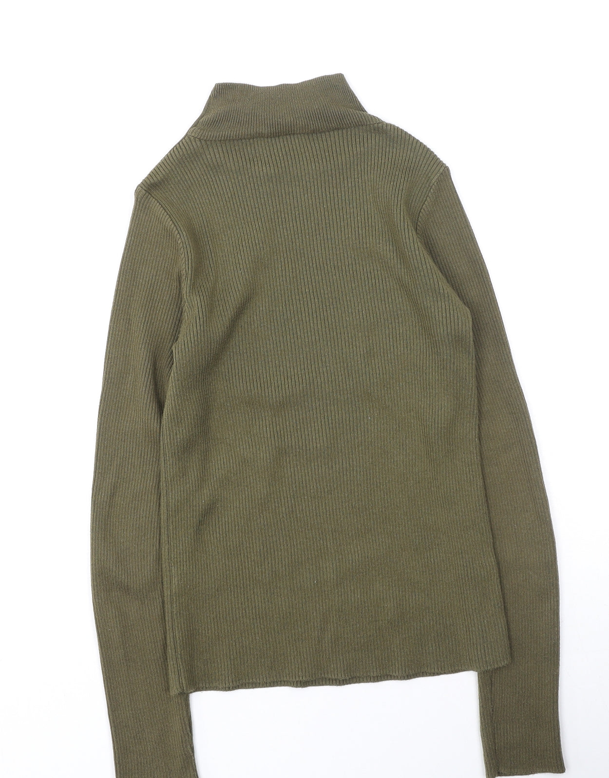 New Look Womens Green High Neck  Cotton Pullover Jumper Size 8