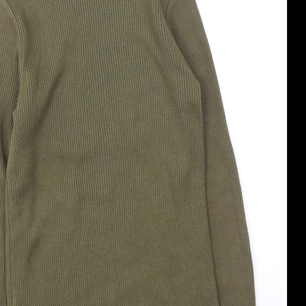 New Look Womens Green High Neck  Cotton Pullover Jumper Size 8