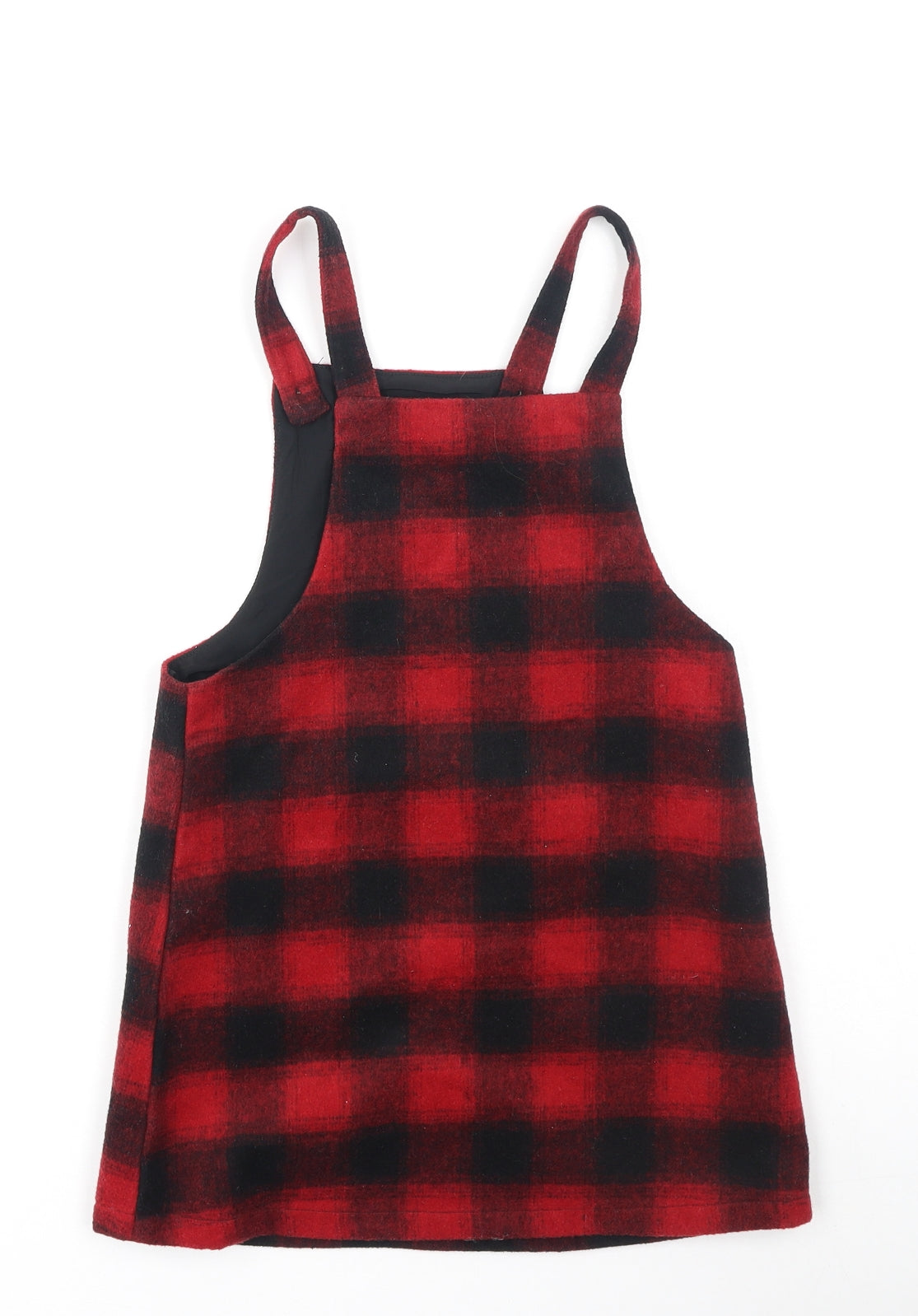 NEXT Girls Multicoloured Plaid Polyester Pinafore/Dungaree Dress  Size 5-6 Years  Square Neck