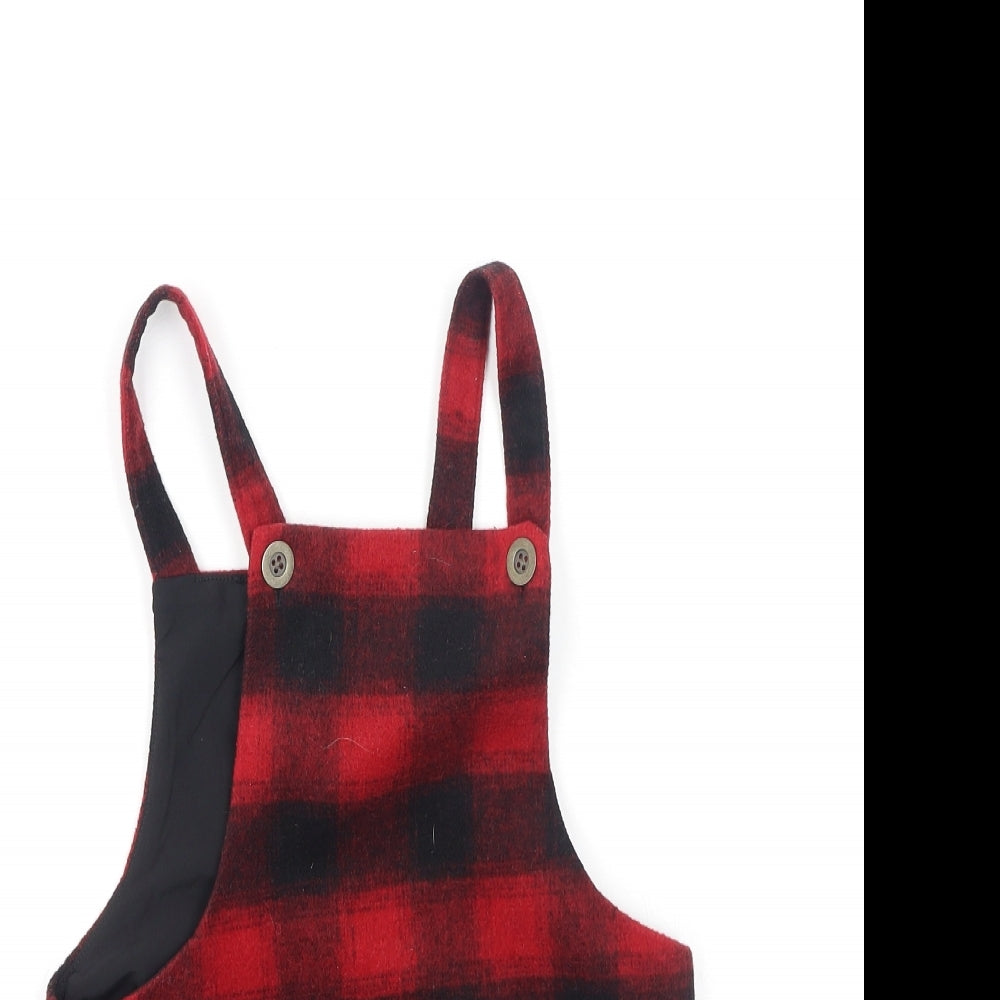 NEXT Girls Multicoloured Plaid Polyester Pinafore/Dungaree Dress  Size 5-6 Years  Square Neck