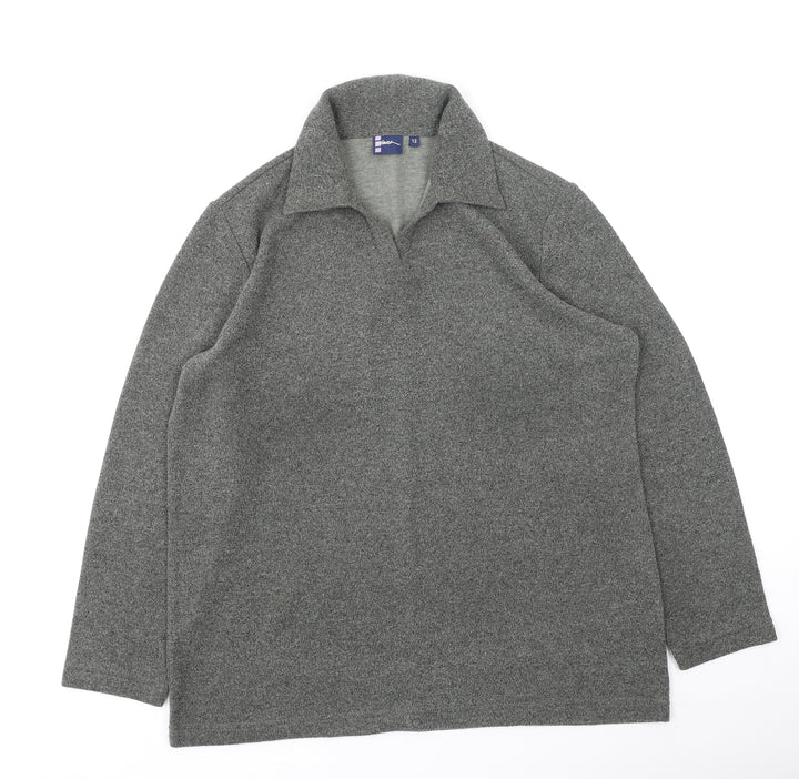 DASH Womens Grey Collared  Polyester Pullover Jumper Size 12