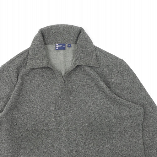 DASH Womens Grey Collared  Polyester Pullover Jumper Size 12