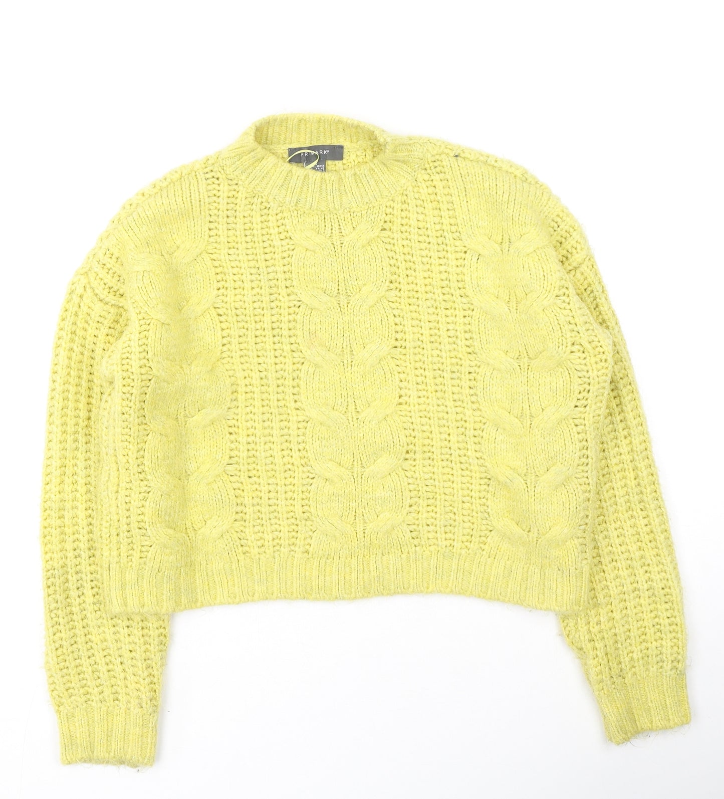 Primark  Womens Yellow Round Neck  Acrylic Pullover Jumper Size M