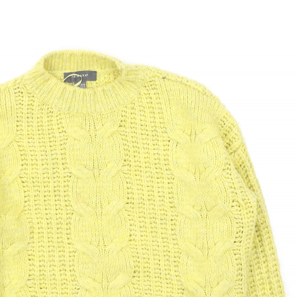 Primark  Womens Yellow Round Neck  Acrylic Pullover Jumper Size M