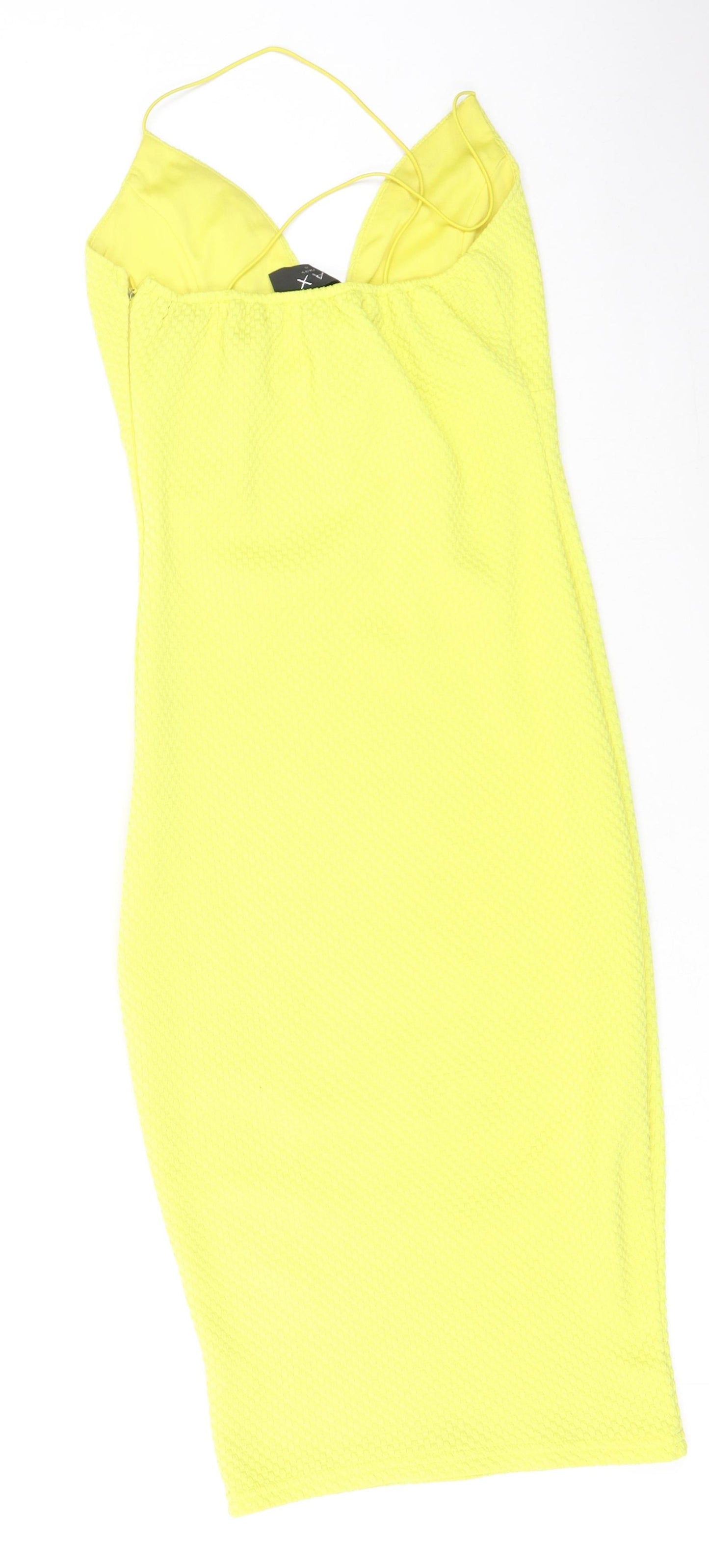 AX Paris Womens Yellow  Polyester Bodycon  Size 8  V-Neck