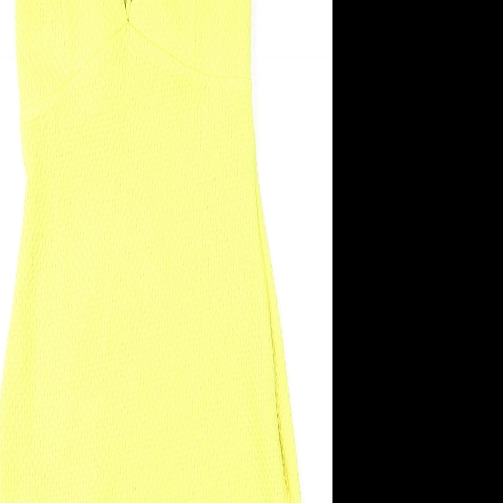 AX Paris Womens Yellow  Polyester Bodycon  Size 8  V-Neck