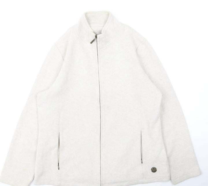 DASH Womens Beige High Neck Cotton Full Zip Jumper Size 14