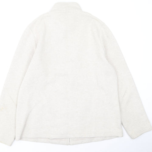 DASH Womens Beige High Neck  Cotton Full Zip Jumper Size 14