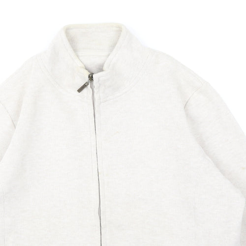 DASH Womens Beige High Neck  Cotton Full Zip Jumper Size 14