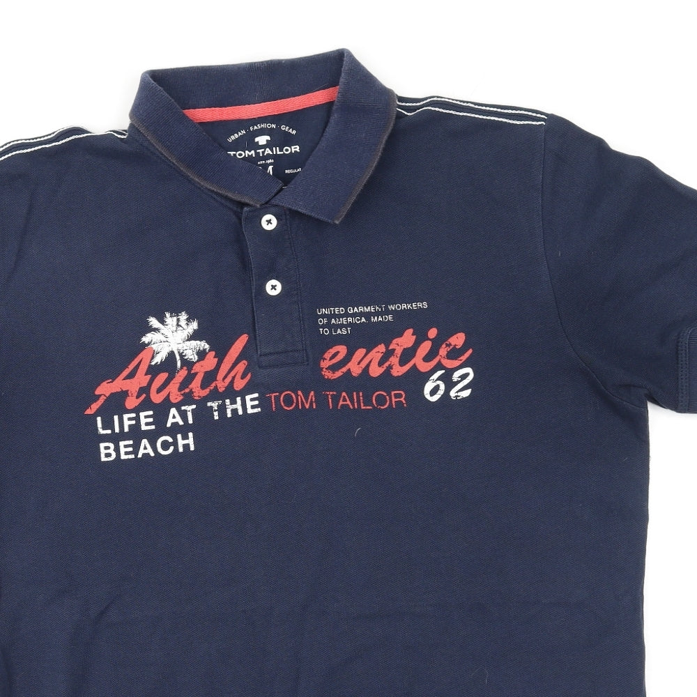 TOM TAILOR Womens Multicoloured  Cotton Basic Polo Size M Collared