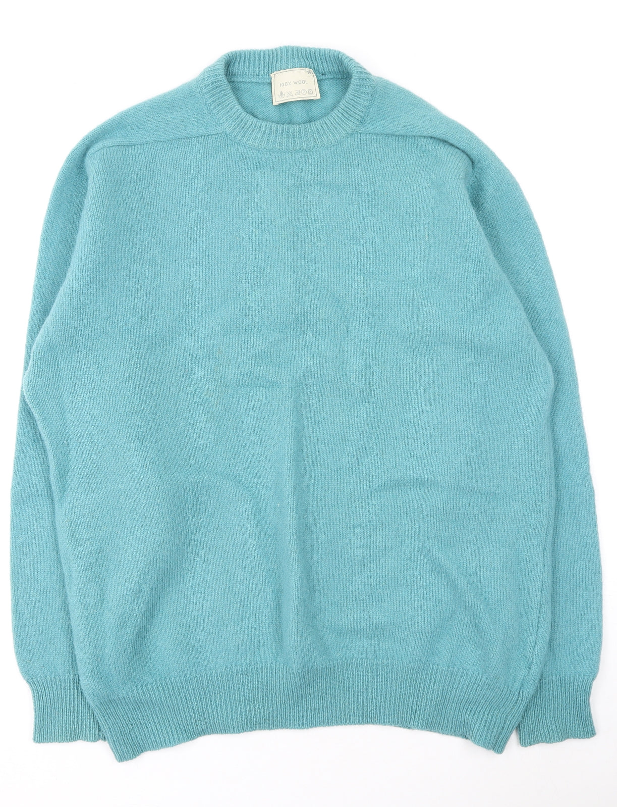 Preworn Mens Green Round Neck  Wool Pullover Jumper Size M