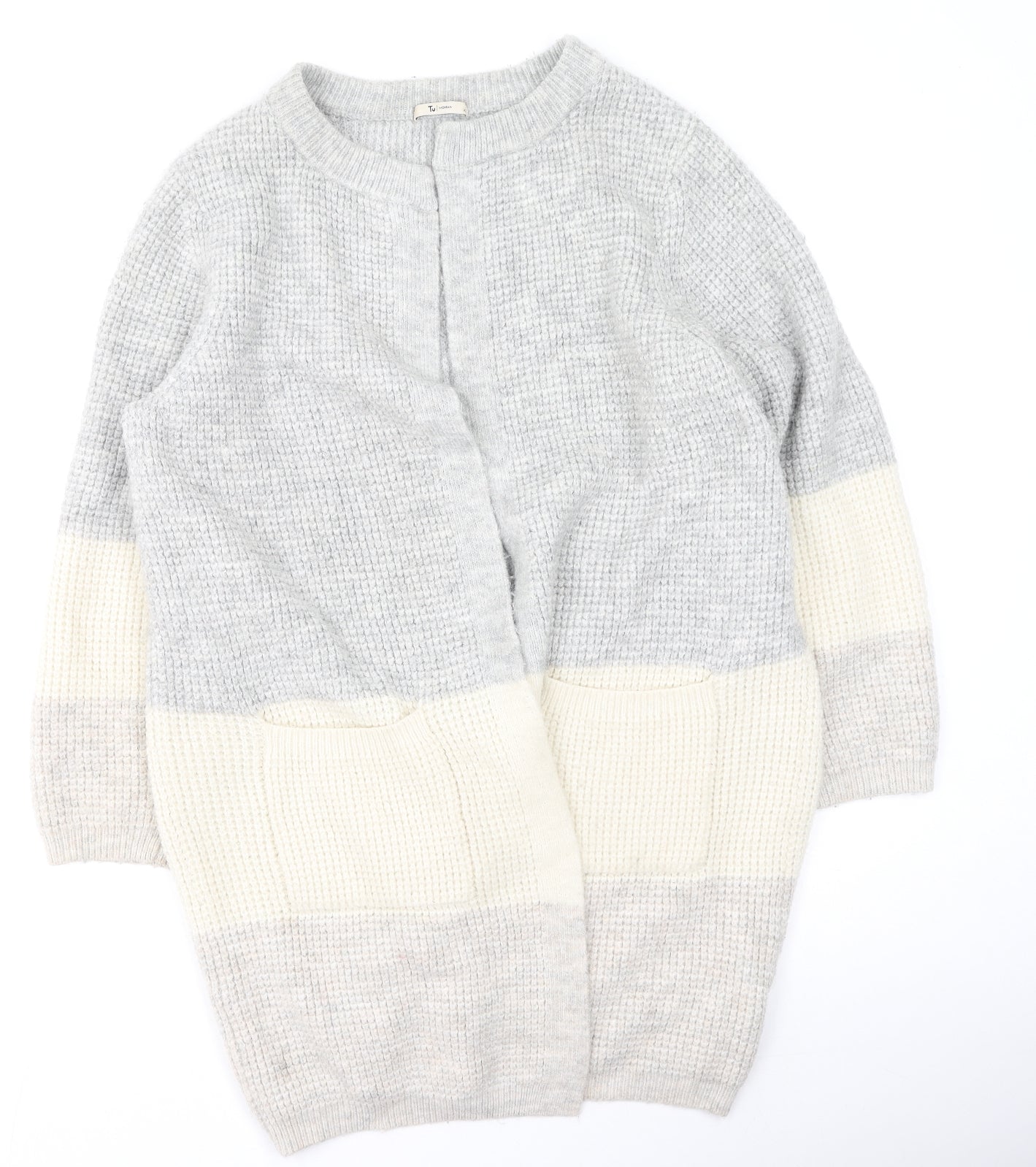 TU Womens Multicoloured Round Neck  Acrylic Cardigan Jumper Size XL