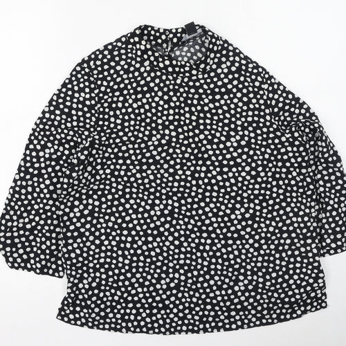Primark  Womens Multicoloured Polka Dot Viscose Basic Blouse Size 14 High Neck
